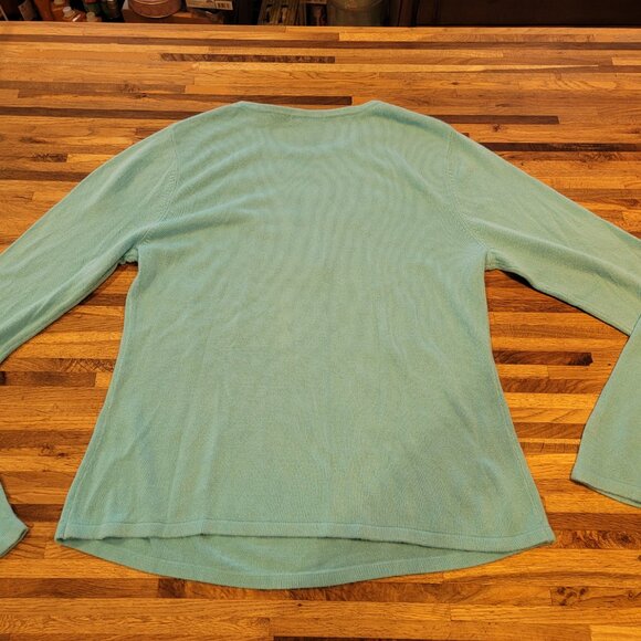 Empress Aqua Sequin Snowman Holiday Crew Neck Sweater - Picture 4 of 9